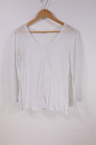 חולצת בייסיק מנוקדת בלבן- M