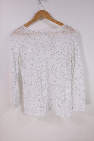 חולצת בייסיק מנוקדת בלבן- M