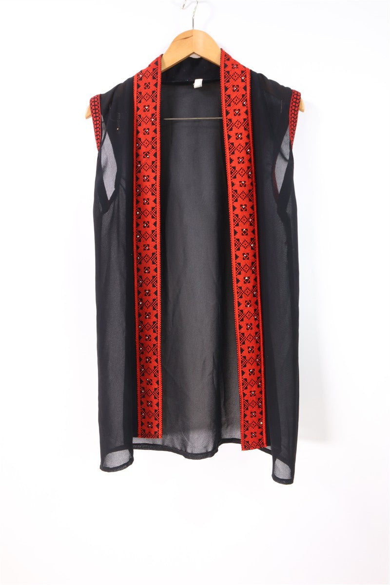 עליונית וינטיג וסט רקום בשחור- XS-L