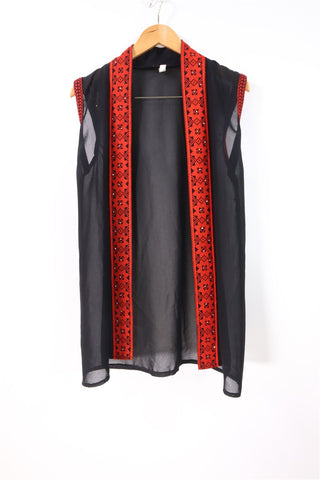 עליונית וינטיג וסט רקום בשחור- XS-L