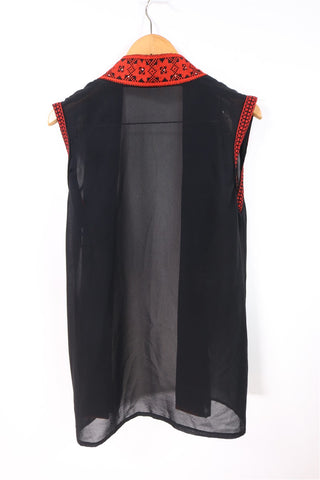 עליונית וינטיג וסט רקום בשחור- XS-L