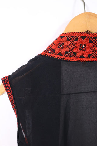 עליונית וינטיג וסט רקום בשחור- XS-L