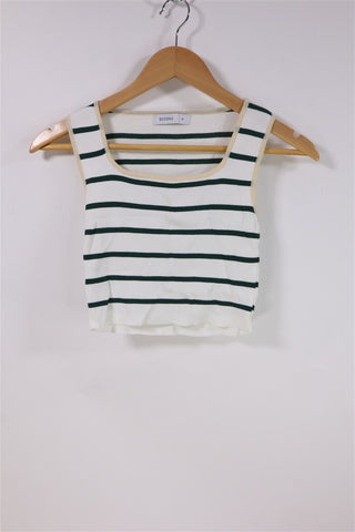 חולצת גופיה קרופ פסים בשחור- XS-M