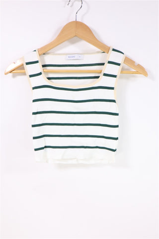 חולצת גופיה קרופ פסים בשחור- XS-M