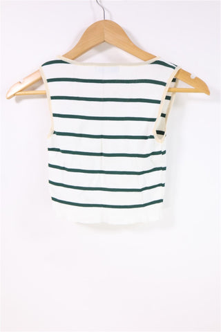 חולצת גופיה קרופ פסים בשחור- XS-M