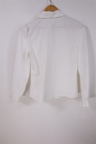 חולצה רטרו מכופתרת בלבן - XS-S