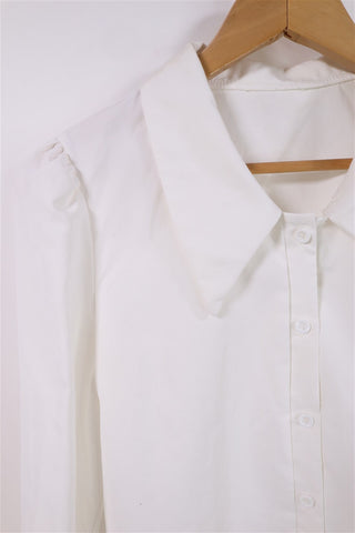 חולצה רטרו מכופתרת בלבן - XS-S