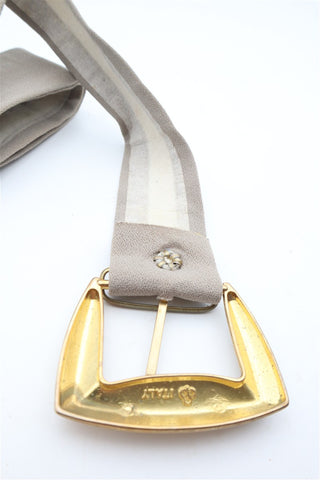 חגורת וינטיג בד  מעוצבת בצבע אבן וזהב- XS-M