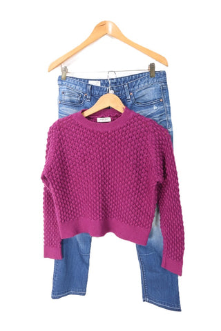 סריג קרופ מחורר בסגול- XS-M