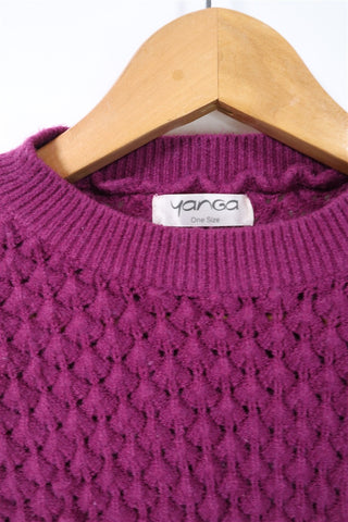 סריג קרופ מחורר בסגול- XS-M