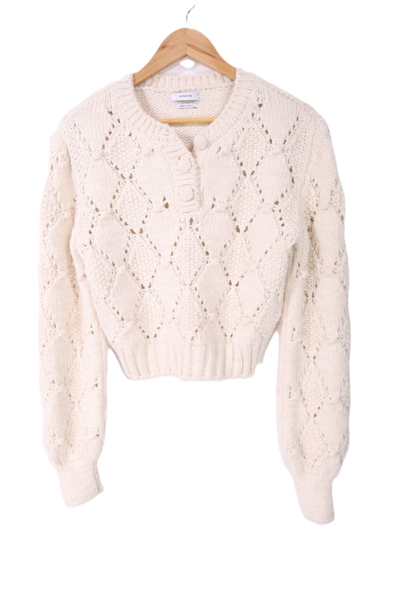 סריג רומנטי מעוצב בשמנת- XS-M