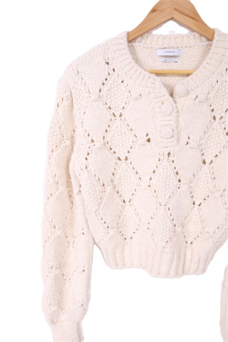 סריג רומנטי מעוצב בשמנת- XS-M