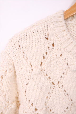 סריג רומנטי מעוצב בשמנת- XS-M