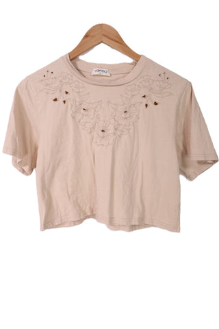 חולצת טי שרט קרופ קרושה בקרם- M