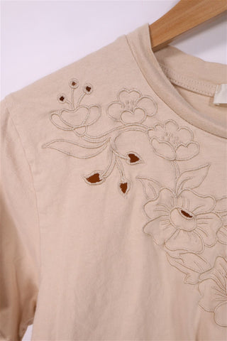 חולצת טי שרט קרופ קרושה בקרם- M