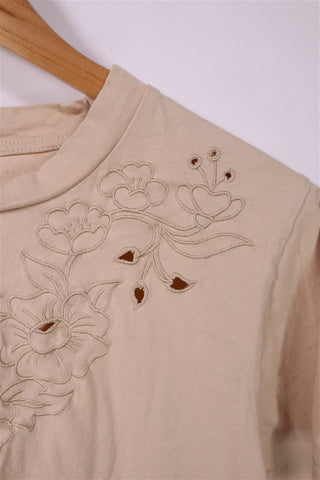 חולצת טי שרט קרופ קרושה בקרם- M