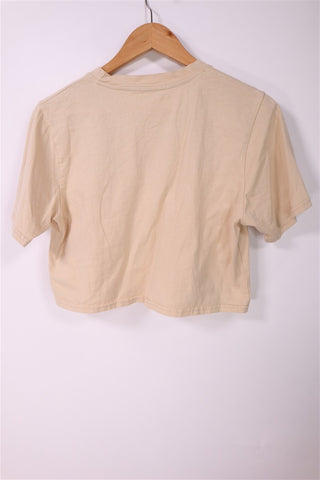 חולצת טי שרט קרופ קרושה בקרם- M