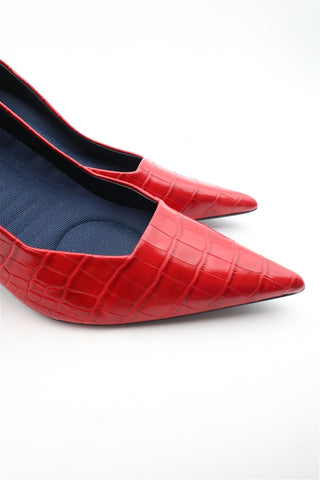 נעלי עקב שפיצים אדום לקה- 40