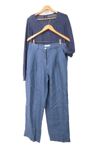 מכנסי פשתן MANGO בכחול- M