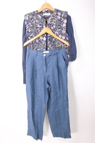 מכנסי פשתן MANGO בכחול- M