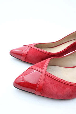 נעלי עקב בובה וינטיג עור באדום- מידה 37
