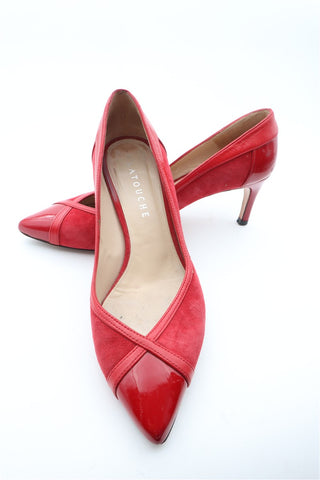 נעלי עקב בובה וינטיג עור באדום- מידה 37