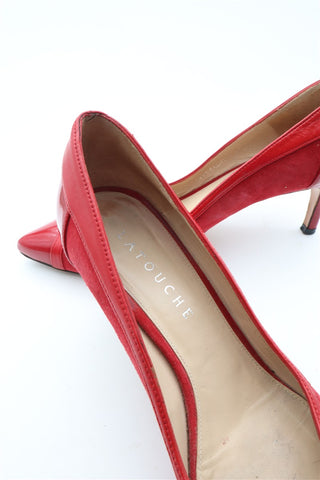 נעלי עקב בובה וינטיג עור באדום- מידה 37