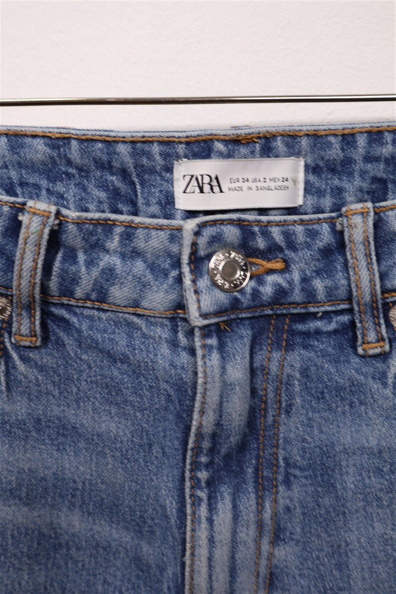 גינס ישר בכחול משופשף Zara - XS, תמונה 5