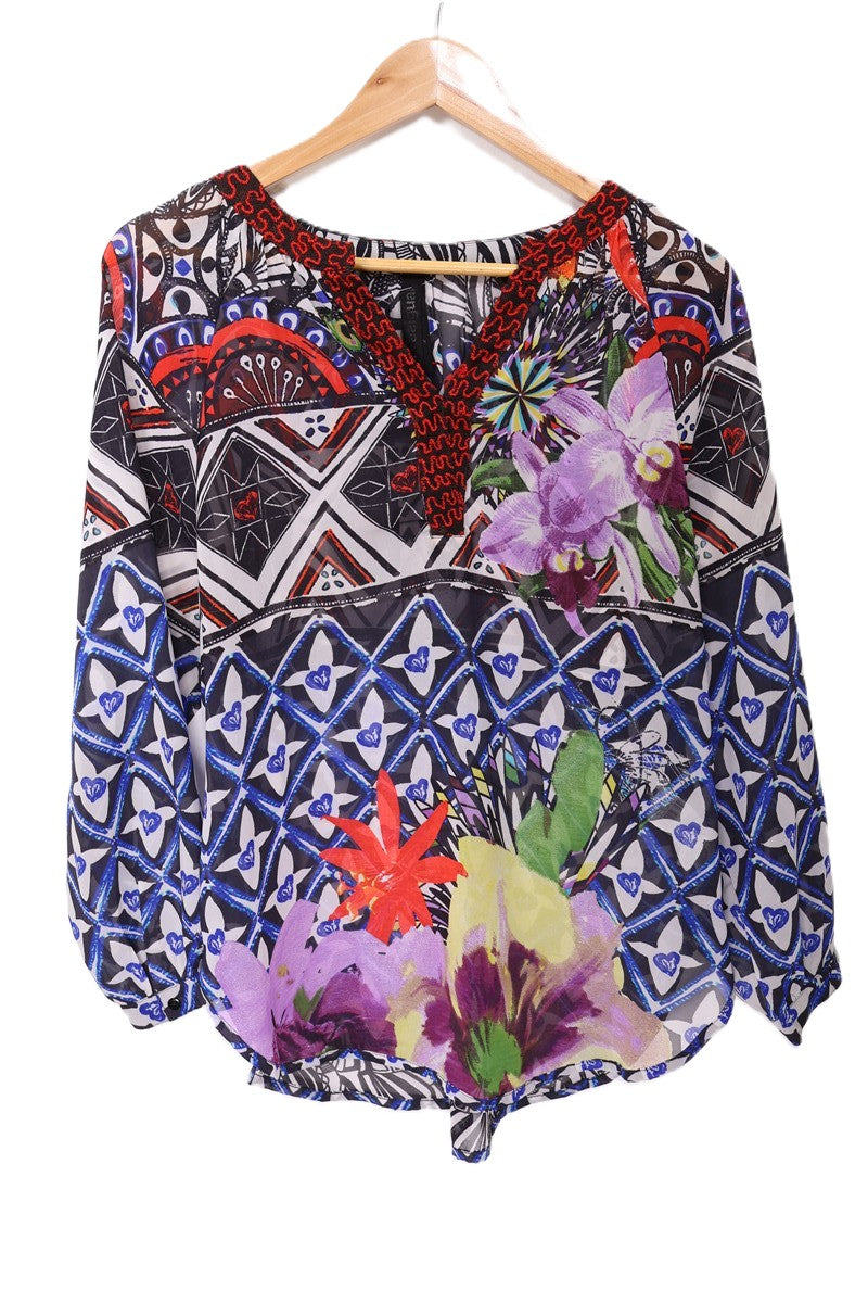 חולצה שיפון DESIGUAL פרחונית- M-L