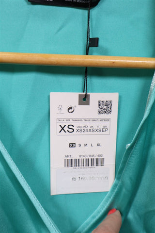 חולצת מעטפת חדשה ZARA בטורקיז - XS-S