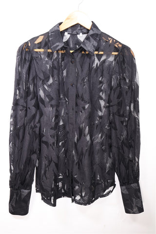 חולצת וינטיג שיפון תחרה בשחור-S-L