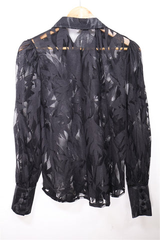 חולצת וינטיג שיפון תחרה בשחור-S-L