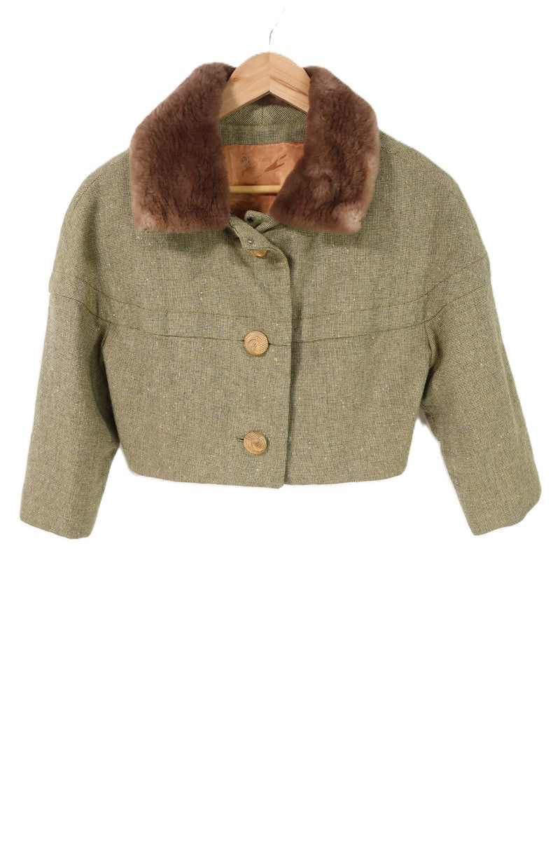 גקט וינטיג בולרו צווארון פרווה בירוק - XS-S