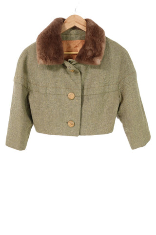 גקט וינטיג בולרו צווארון פרווה בירוק - XS-S