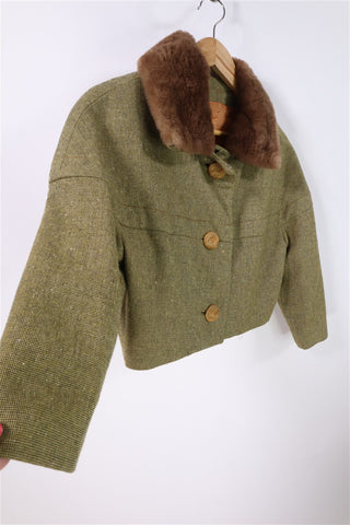 גקט וינטיג בולרו צווארון פרווה בירוק - XS-S