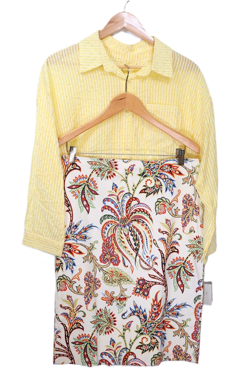 חצאית פרחונית ZARA בשמנת - L