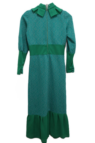 שמלת וינטיג מעוצבת בירוק- S