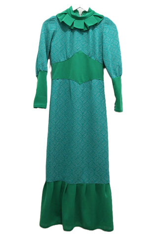 שמלת וינטיג מעוצבת בירוק- S