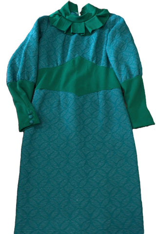 שמלת וינטיג מעוצבת בירוק- S