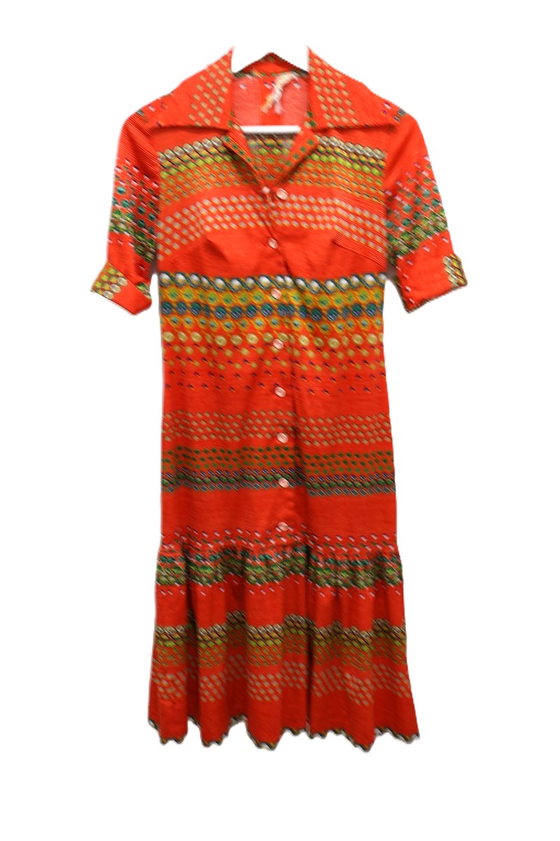 שמלת וינטיג גאומטרית באדום- S-M