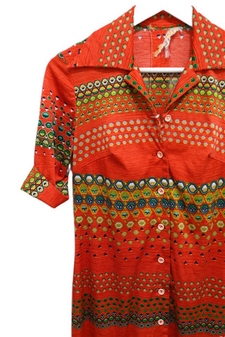 שמלת וינטיג גאומטרית באדום- S-M