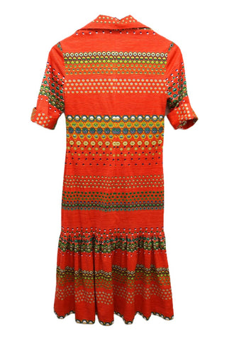 שמלת וינטיג גאומטרית באדום- S-M