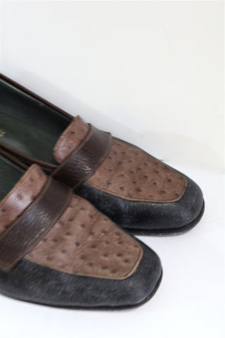 נעלי עור וינטיג מעוצבות בחום- מידה 41