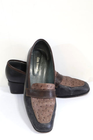 נעלי עור וינטיג מעוצבות בחום- מידה 41