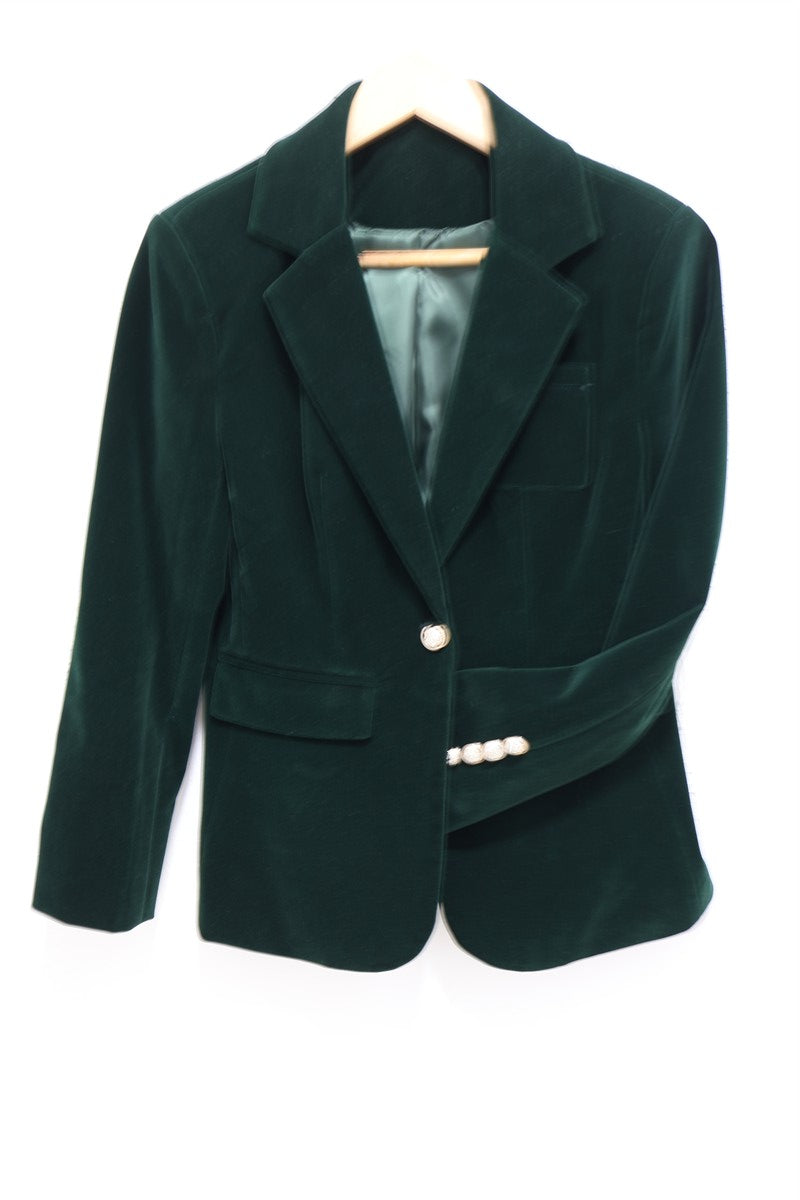 גקט וינטיג קטיפה חדש בירוק בקבוק- S-M