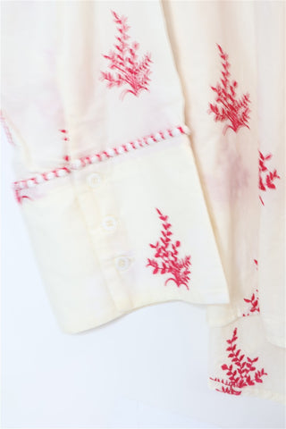 חולצה רומנטית ZARA רקומה בשמנת- XS-M