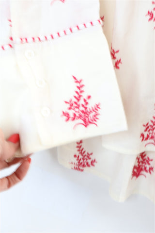 חולצה רומנטית ZARA רקומה בשמנת- XS-M