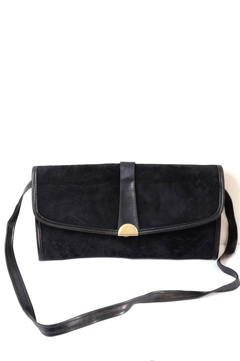 תיק וינטיג בשחור קטיפתי- OS