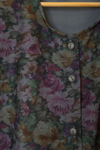 גקט וינטיג פרחוני בסגול וכחול- XL