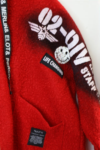 מעיל גקט מעוצב ומקשוקש באדום- L-XL